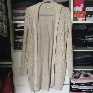 Rebecca Taylor Animal Print Hooded Sweater Jacket with Pockets Size: Small